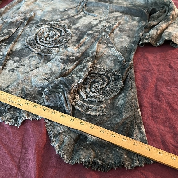 Oh My Gauze L XL Black and Gray tie-dyed Asymmetrical Tunic pockets cotton - Picture 7 of 11